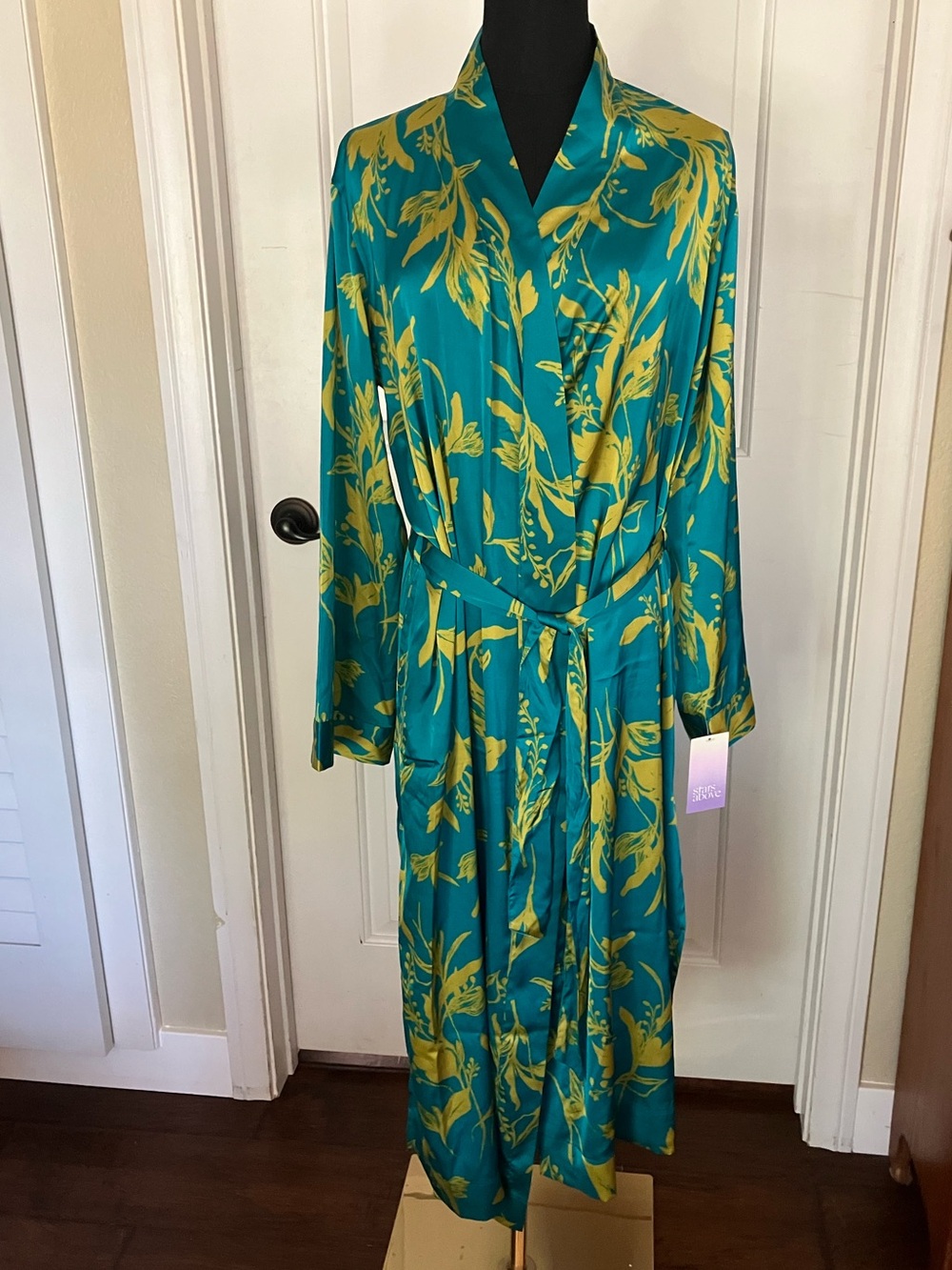 Stars Above Kimono Robe Teal Gold XS NWT